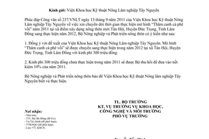 Công văn 4900/BNN-KHCN điều chỉnh thời gian thực hiện dự án khuyến nông tại xã