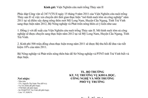 Công văn 4901/BNN-KHCN điều chỉnh thời gian thực hiện dự án khuyến nông tại xã