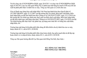 Công văn 4726/TCHQ-TXNK phân loại mặt hàng bo mạch