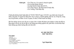 Công văn 6107/BGTVT-QLXD  nghị định quy định mức lương tối thiểu vùng