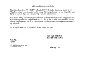 Công văn 2248/CHHVN-VP thực hiện nội quy, quy định, đảm bảo kỷ cương, chất lượng