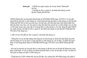 Công văn 7088/SXD-QLKT thực hiện Quyết định 4520/QĐ-UBND giá trần dịch vụ nhà