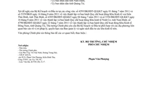 Công văn 6080/VPCP-KTTH thành lập Khu Kinh tế ven biển Thái Bình