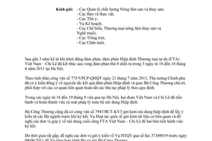 Công văn 4499/BNN-HTQT xin ý kiến nội dung FTA Việt Nam – Chi Lê