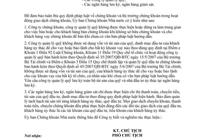 Công văn 2816/UBCK-QLKD tuân thủ Luật Chứng khoán