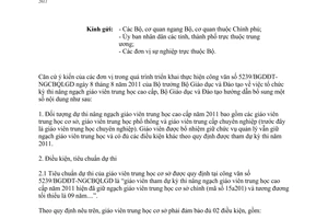 Công văn 5907/BGDĐT-NGCBQLGD tổ chức kỳ thi nâng ngạch giáo viên trung học