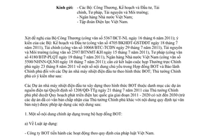 Công văn 1604/TTg-KTN 2011 nội dung Hợp đồng BOT Bảo lãnh Chính phủ Dự án nhà máy nhiệt điện BOT