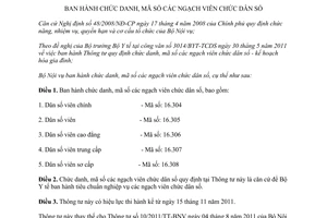 Thông tư 12/2011/TT-BNV chức danh, mã số ngạch viên chức dân số