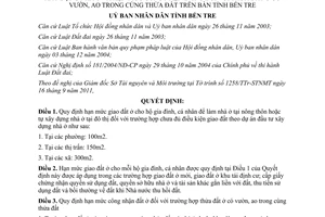 Quyết định 29/2011/QĐ-UBND hạn mức giao đất ở cho mỗi hộ gia đình