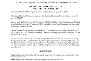 Nghị quyết 26/2011/NQ-HĐND xây dựng phát triển thành phố Tân An Long An 2011-2020