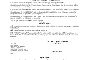 Quyết định 27/2011/QĐ-UBND chế độ báo cáo thống kê khoa học và công nghệ