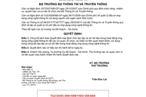 Quyết định 1595/QĐ-BTTTT công bố Định mức tạo lập cơ sở dữ liệu