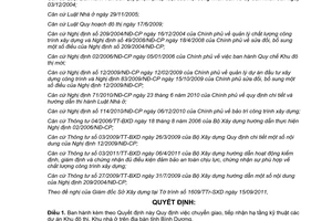 Quyết định 40/2011/QĐ-UBND chuyển giao, tiếp nhận hạ tầng kỹ thuật