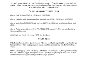 Quyết định 1047/QĐ-UBND năm 2011 quy chế phối hợp công bố thủ tục hành chính các cấp Kon Tum