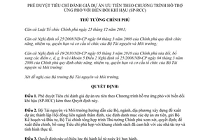 Quyết định 1719/QĐ-TTg phê duyệt Tiêu chí đánh giá dự án ưu tiên