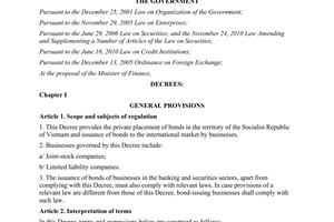 Decree No. 90/2011/ND-CP on issuance of corporate bonds