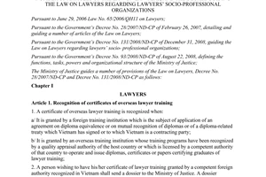 Circular No. 17/2011/TT-BTP guiding the law on lawyers and the decree detailing