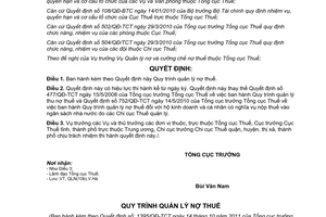 Quyết định 1395/QĐ-TCT  Quy trình quản lý nợ thuế