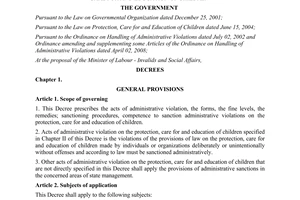 Decree No. 91/2011/ND-CP regulating sanction of administrative violation