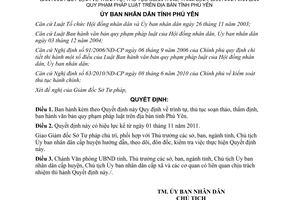 Quyết định 1691/2011/QĐ-UBND trình tự ban hành văn bản PhúYên