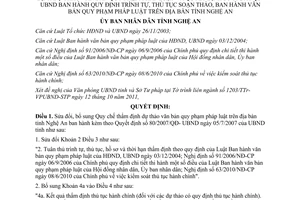 Quyết định 50/2011/QĐ-UBND sửa đổi 80/2007/QĐ-UBND và 11/2008/QĐ-UBND Nghệ An