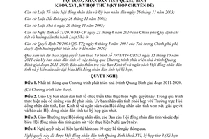 Nghị quyết 15/2011/NQ-HĐND Chương trình phát triển nhà ở tỉnh Quảng Bình