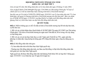 Nghị quyết 22/2011/NQ-HĐND vốn đầu tư kiên cố hoá kênh mương Quảng Ninh