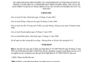 Nghị định 94/2011/NĐ-CP sửa đổi Nghị định 147/2003/NĐ-CP