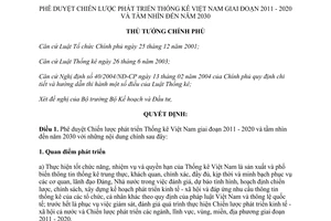 Quyết định 1803/QĐ-TTg  phê duyệt Chiến lược phát triển Thống kê Việt Nam