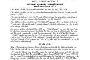 Nghị quyết 23/2011/NQ-HĐND công tác phổ biến giáo dục pháp luật Quảng Ninh