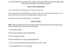 Quyết định 1807/QĐ-TTg Ban Chỉ đạo Chương trình đổi mới công nghệ quốc gia