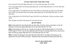 Quyết định 15/2011/QĐ-UBND trình tự ban hành rà soát văn bản quy phạm pháp luật
