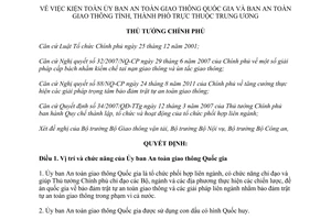 Quyết định 57/2011/QĐ-TTg kiện toàn Ủy ban An toàn giao thông Quốc gia