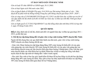 Quyết định 127/2011/QĐ-UBND quy định chế độ, chính sách đối với ngành Giáo dục v