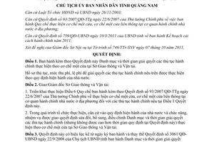 Quyết định 3364/QĐ-UBND Danh mục và thời gian giải quyết thủ tục hành chính