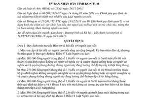 Quyết định 31/2011/QĐ-UBND mức trợ cấp xã hội, chúc, mừng thọ người cao tuổi