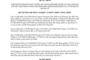 Quyết định 2455/QĐ-BNN-TCTL phê duyệt nội dung đề cương và tổng dự toán