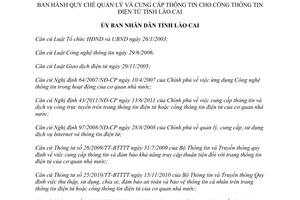 Quyết định 31/2011/QĐ-UBND quy chế quản lý cung cấp thông tin Cổng thông tin điện tử Lào Cai