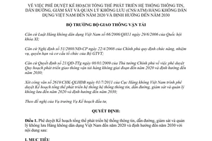 Quyết định 2339/QĐ-BGTVT Hệ thống thông tin, dẫn đường, giám sát