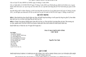 Quyết định 33/2011/QĐ-UBND mối quan hệ công tác giữa Ủy ban với Hội Liên hiệp