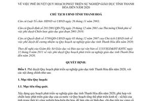 Quyết định 3456/QĐ-UBND 2011 quy hoạch sự nghiệp giáo dục Thanh Hóa