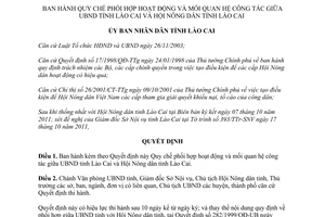 Quyết định 38/2011/QĐ-UBND Quy chế phối hợp hoạt động và mối quan hệ công tác