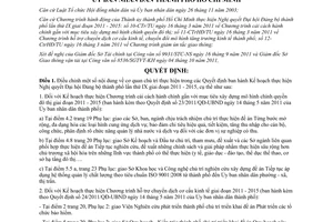 Quyết định 65/2011/QĐ-UBND điều chỉnh cơ quan chủ trì  kế hoạch thực hiện