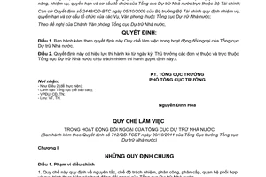 Quyết định 712/QĐ-TCDTQuy chế làm việc trong hoạt động đối ngoại