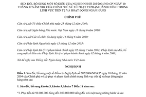 Nghị định 95/2011/NĐ-CP sửa đổi Nghị định 202/2004/NĐ-CP xử phạt vi phạm