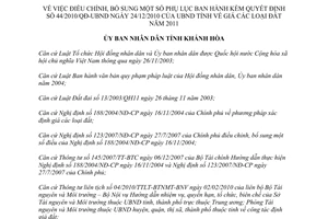 Quyết định 28/2011/QĐ-UBND điều chỉnh Quyết định 44/2010/QĐ-UBND giá đất