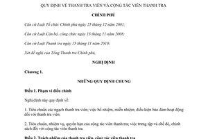 Nghị định 97/2011/NĐ-CP  thanh tra viên và cộng tác viên thanh tra