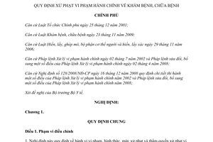 Nghị định 96/2011/NĐ-CP  xử phạt vi phạm hành chính khám chữa bệnh