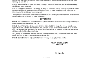 Quyết định 32/2011/QĐ-UBND trình tự thủ tục kiểm tra xử lý văn bản Đắk Lắk