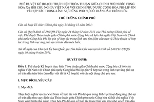 Quyết định 1864/QĐ-TTg  phê duyệt Kế hoạch thực hiện Thỏa thuận hợp tác